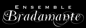 white Ensemble Bradamante logo, black background